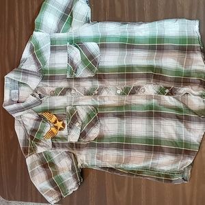 Big Hare Large Boys Shirt Green Plaid